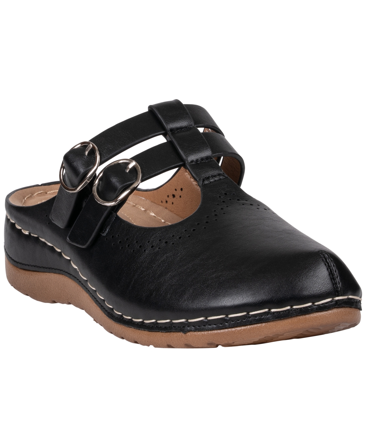 Gc Shoes Women's Lalana Faux Leather Round-Toe Clog Mules