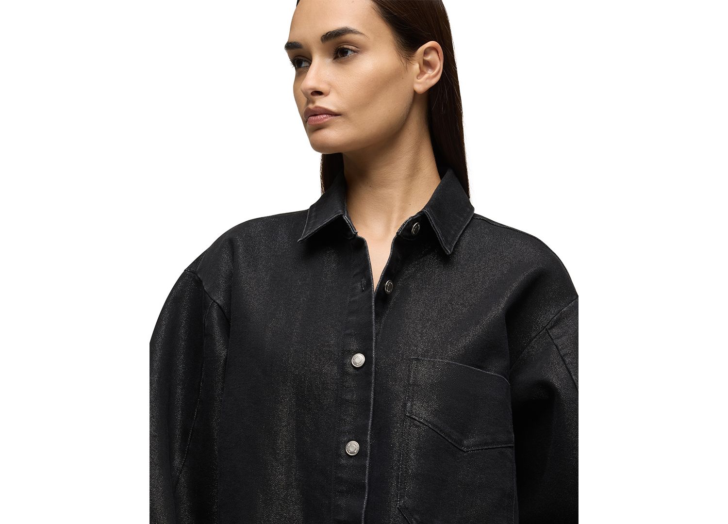 Women's Barrel-Sleeve Denim Shirt Jacket