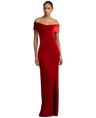 Women's Laken Off-the-Shoulder Stretch Velvet Gown