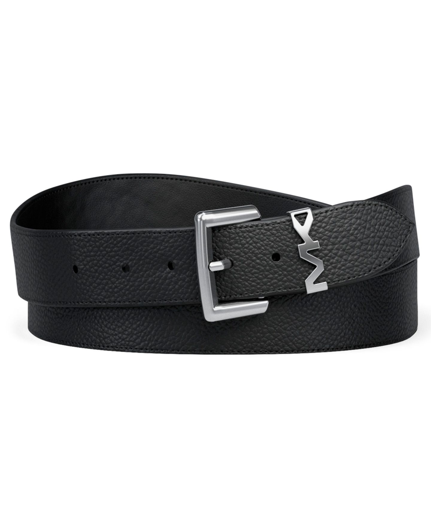 Мужской ремень Michael Kors 31MM Pebbled Reversible Leather Belt, цвет: Чёрный — фото 1