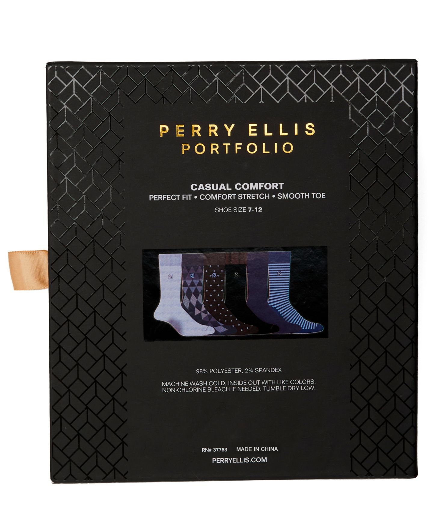 Носки для мужчин, средней высоты, 6 предметов — Perry Ellis Portfolio, цвет: Синий / Чёрный — фото 4