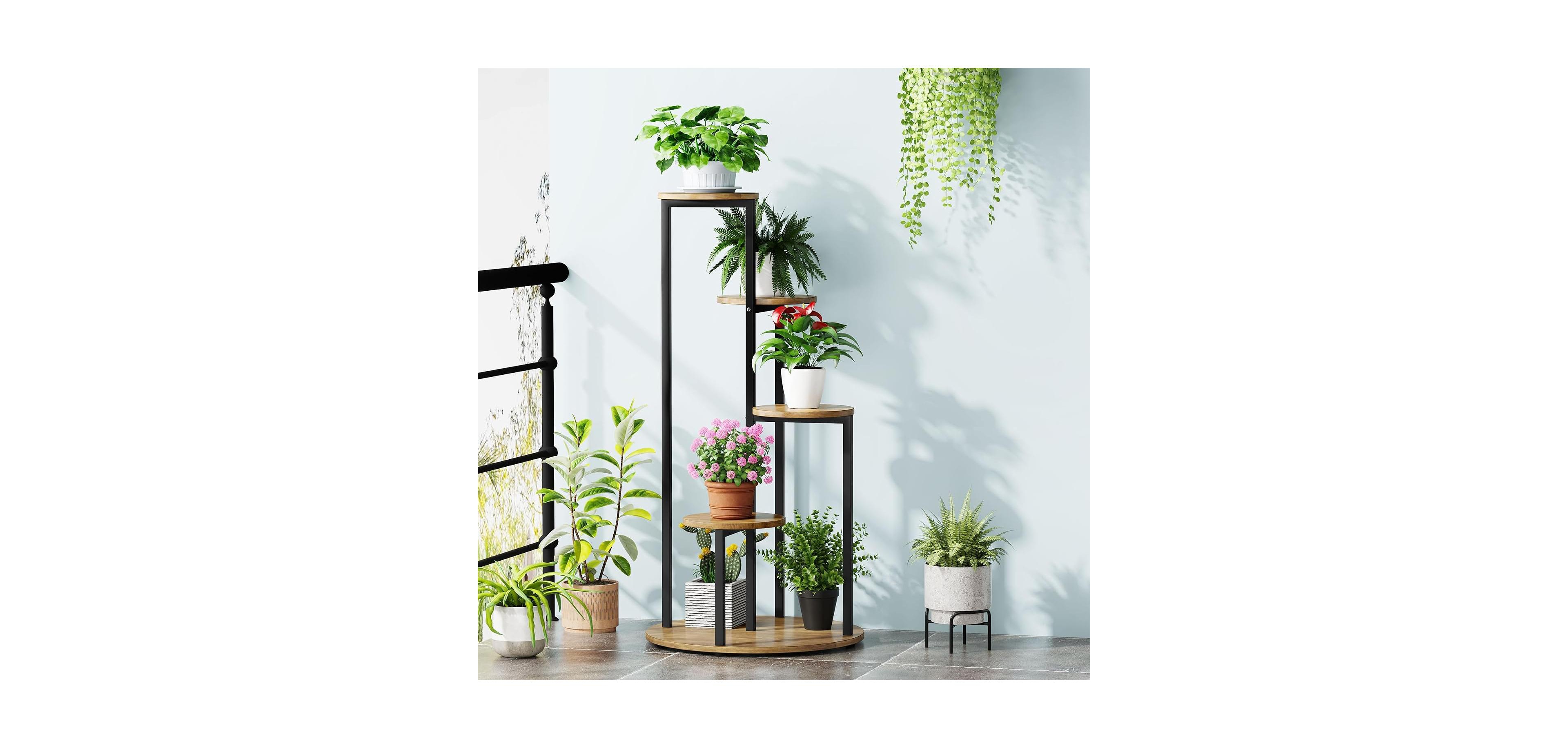 Tribesigns Corner Plant Stand Indoor, 4-Tier Tall Plant Shelf Holders