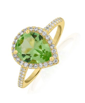 Cubic Zirconia Pear-Shaped Halo Ring