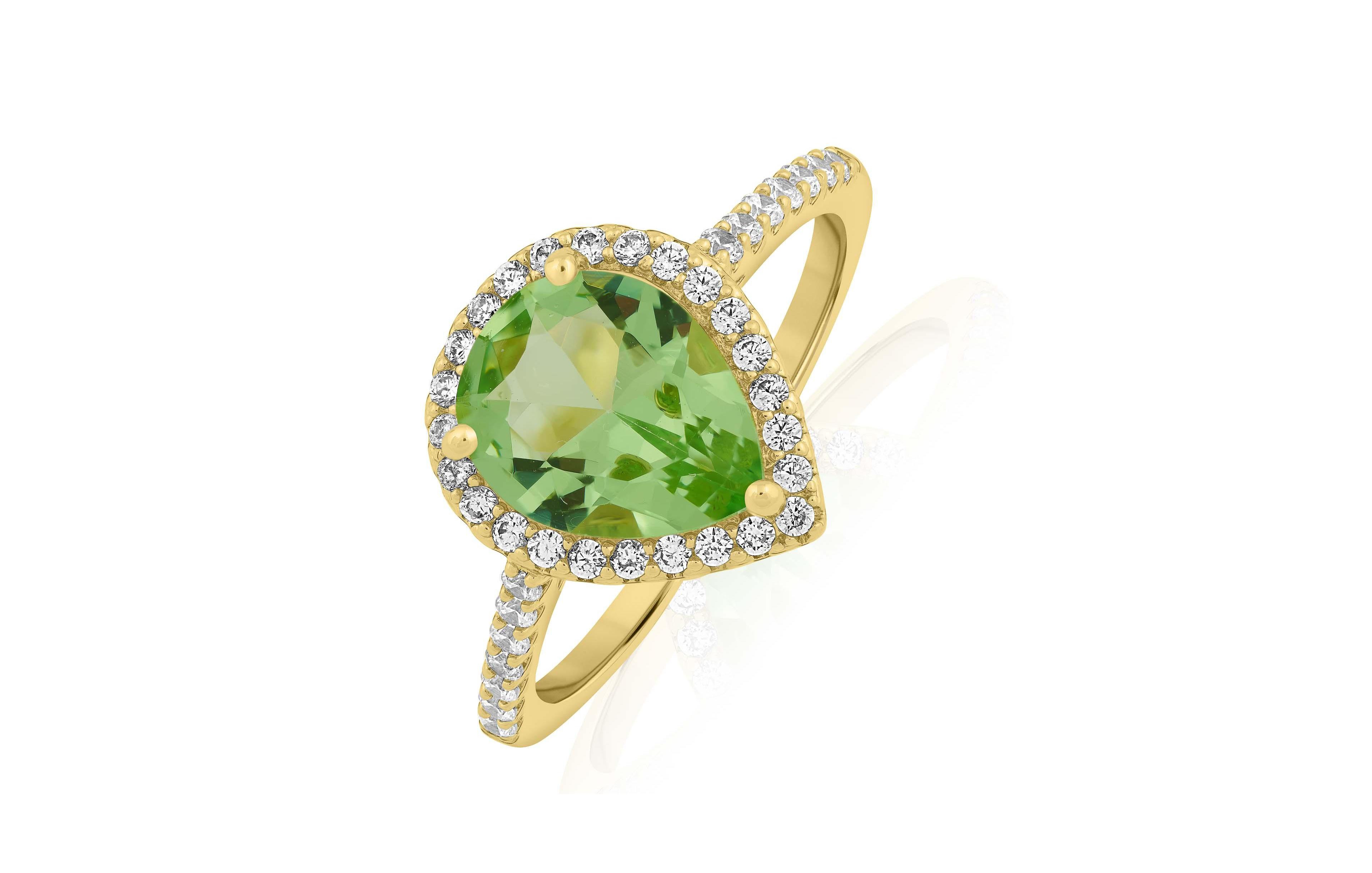 Simona Cubic Zirconia Pear-Shaped Halo Ring