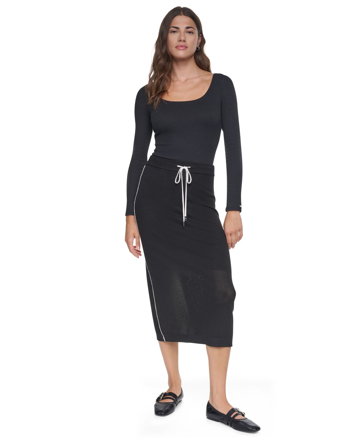 Women's Pointelle Mesh A-Line Pull-On Skirt