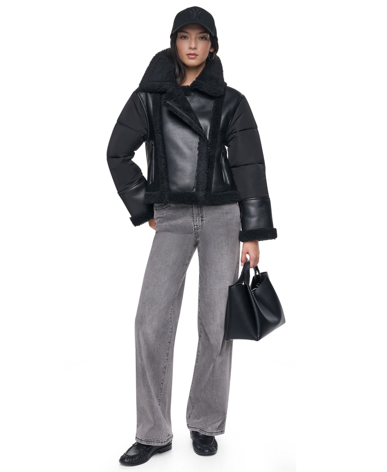 Women's Faux Shearling Puff-Sleeve Short Jacket
