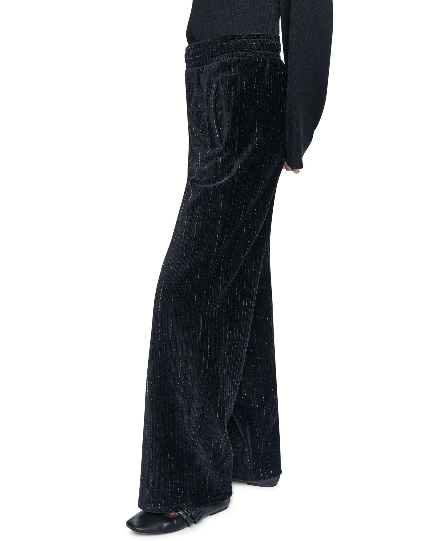 Women's Wide-Leg Velvet Pull-On Pants
