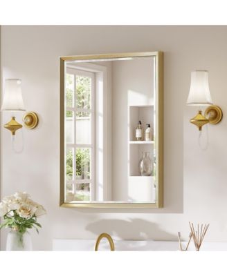 Bathroom Mirror for Over Sink with Anti-Rust Frame, Aluminum Double Beveled Frame and Tempered Glass Wall Mirror for Restroom, Farmhouse