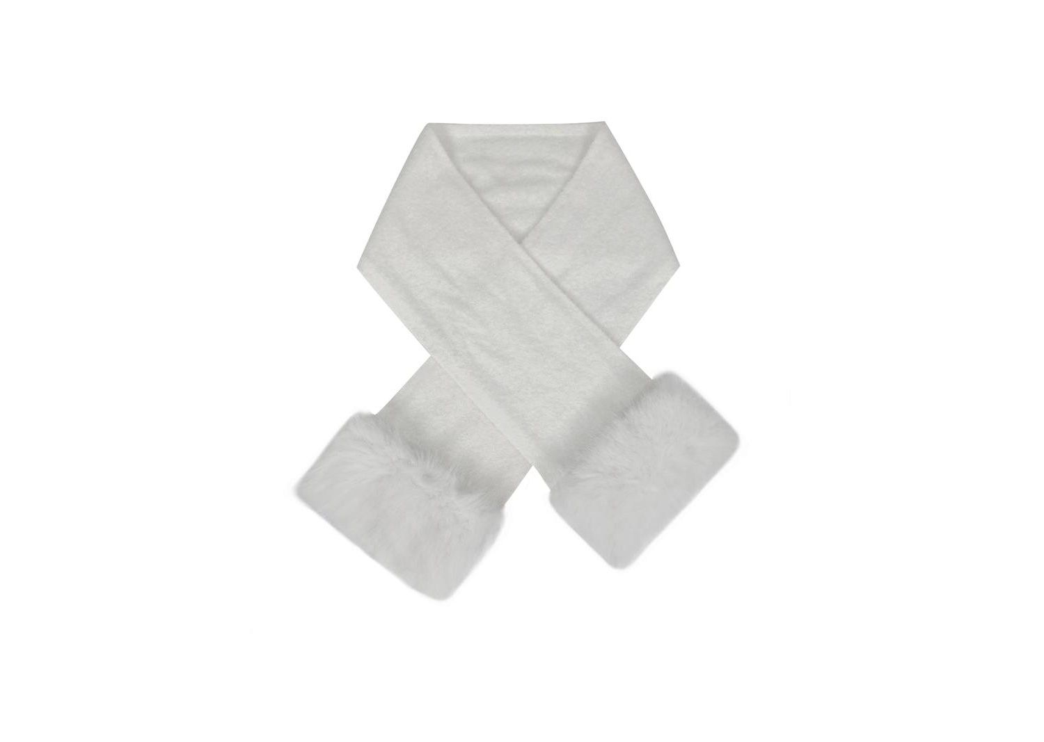 Women Selma White Wool-Blend Ribbed Knit Scarf
