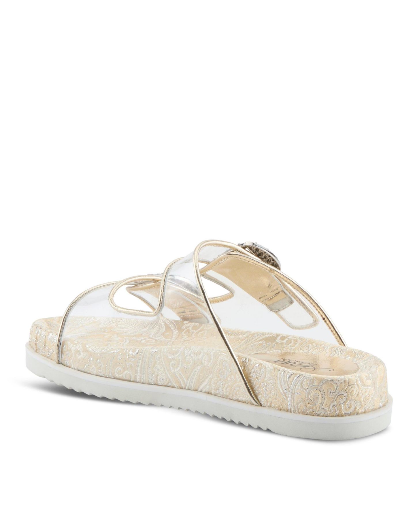 Женские сандалии Azura Slidemein Lucite Flatform with Buckle Closure, цвет: Золотой — фото 7