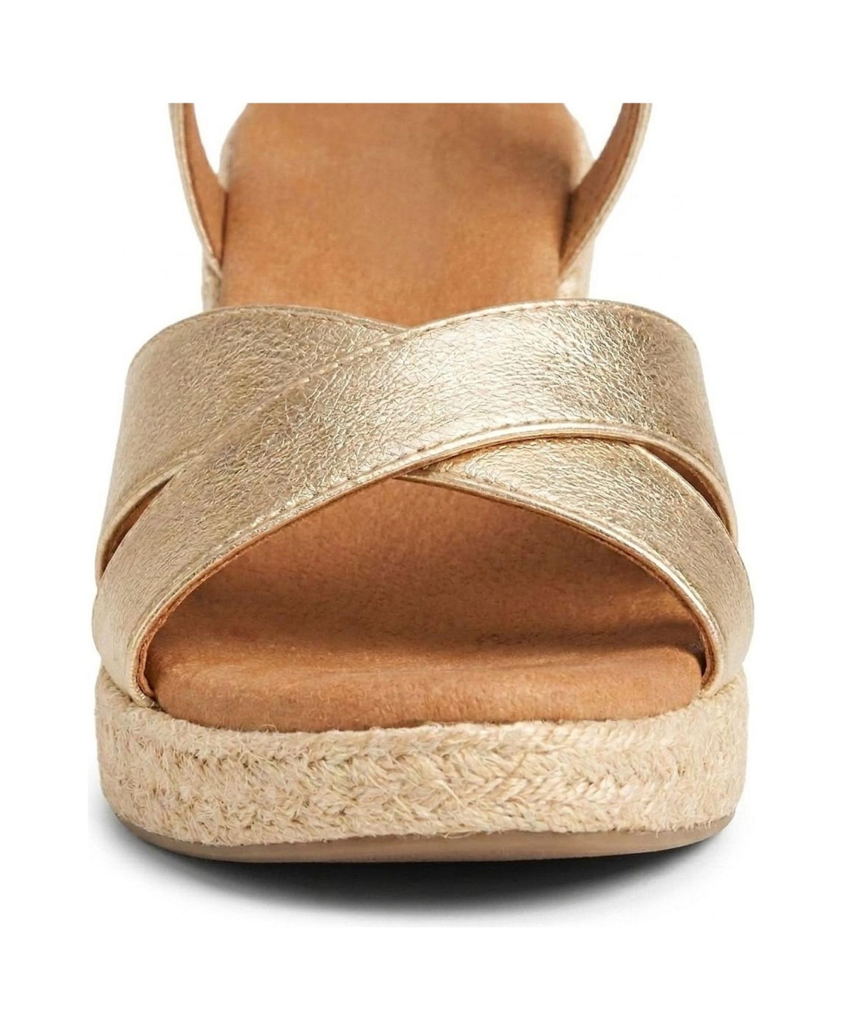 Menina Step Women's Jimena Double Band Gold Wedge Espadrilles