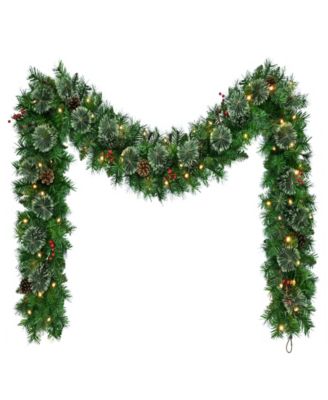 9' Battery-Operated Pre-Lit Pine Garland