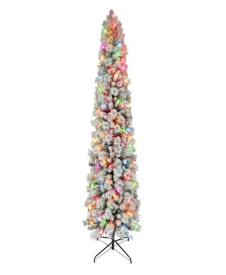 7.5' Flocked Portland Pine Pencil Tree