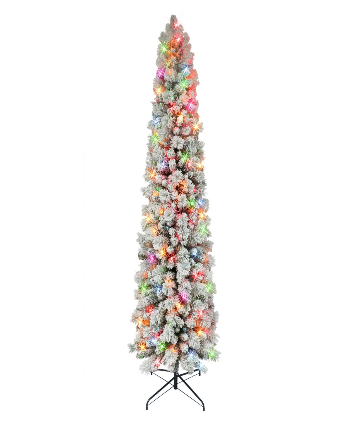 Puleo International 7.5' Flocked Portland Pine Pencil Tree In Green