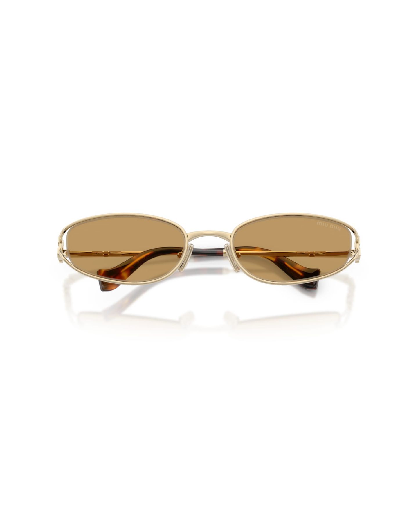 Женские солнцезащитные очки MIU MIU Geometric Metal Sunglasses MU C51S, цвет: Бледный золотой — фото 3