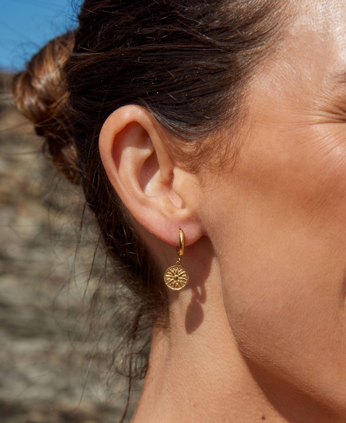 Atolea Gold-Tone Golden Sun Drop-Hoop Earrings