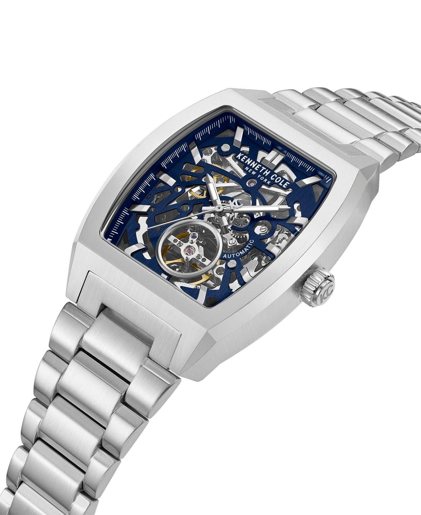 Мужские часы Kenneth Cole New York Automatic Skeleton Milford Silver-Tone Stainless Steel 40x52.5mm — фото 2