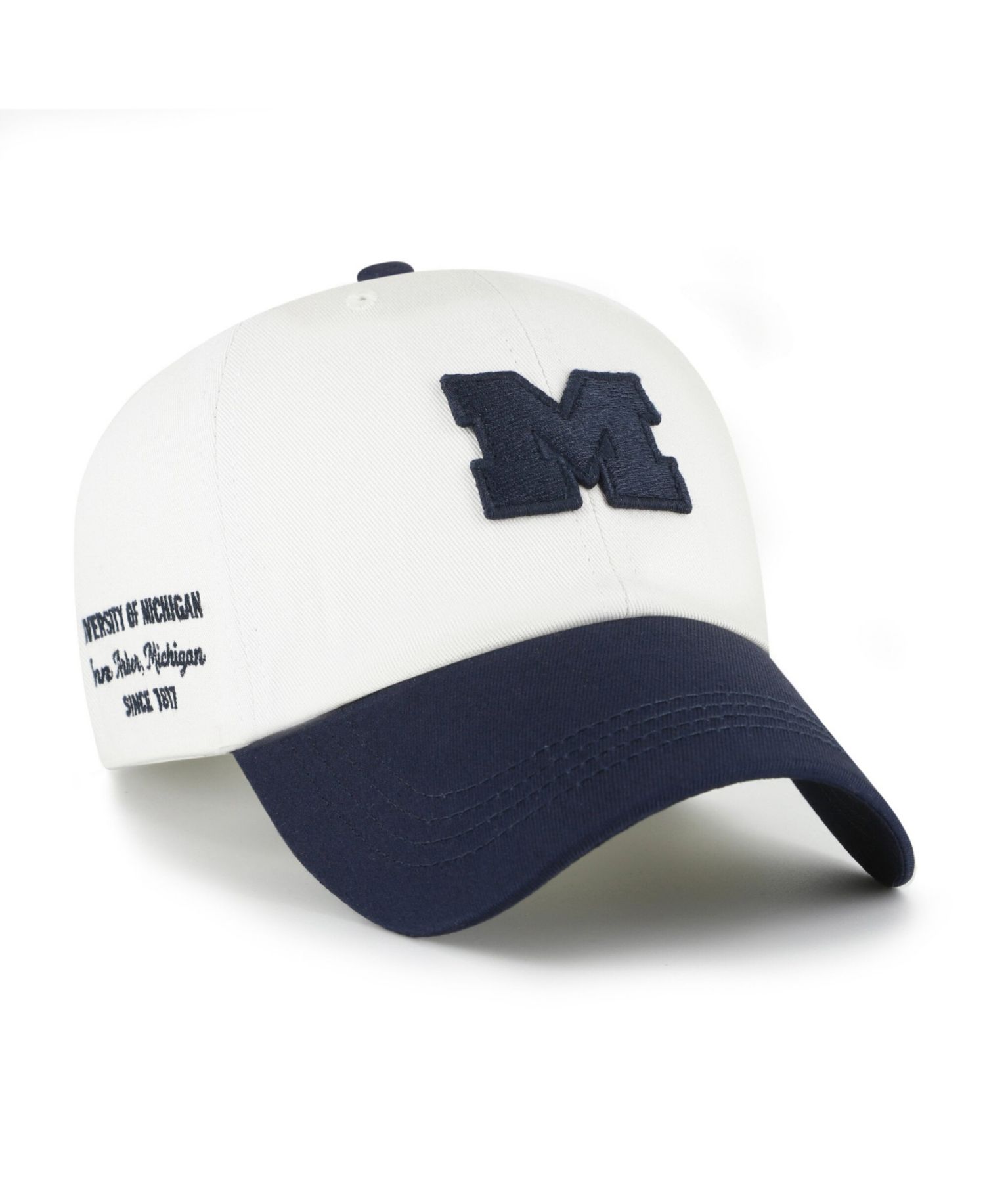 Men's '47 White/Navy Michigan Wolverines Contemporary Basics Two Tone Clean Up Adjustable Hat