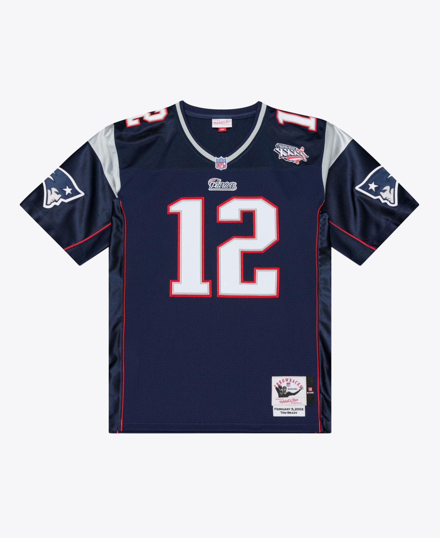 Men's Tom Brady Navy New England Patriots Super Bowl XXXVI Authentic Throwback Jersey