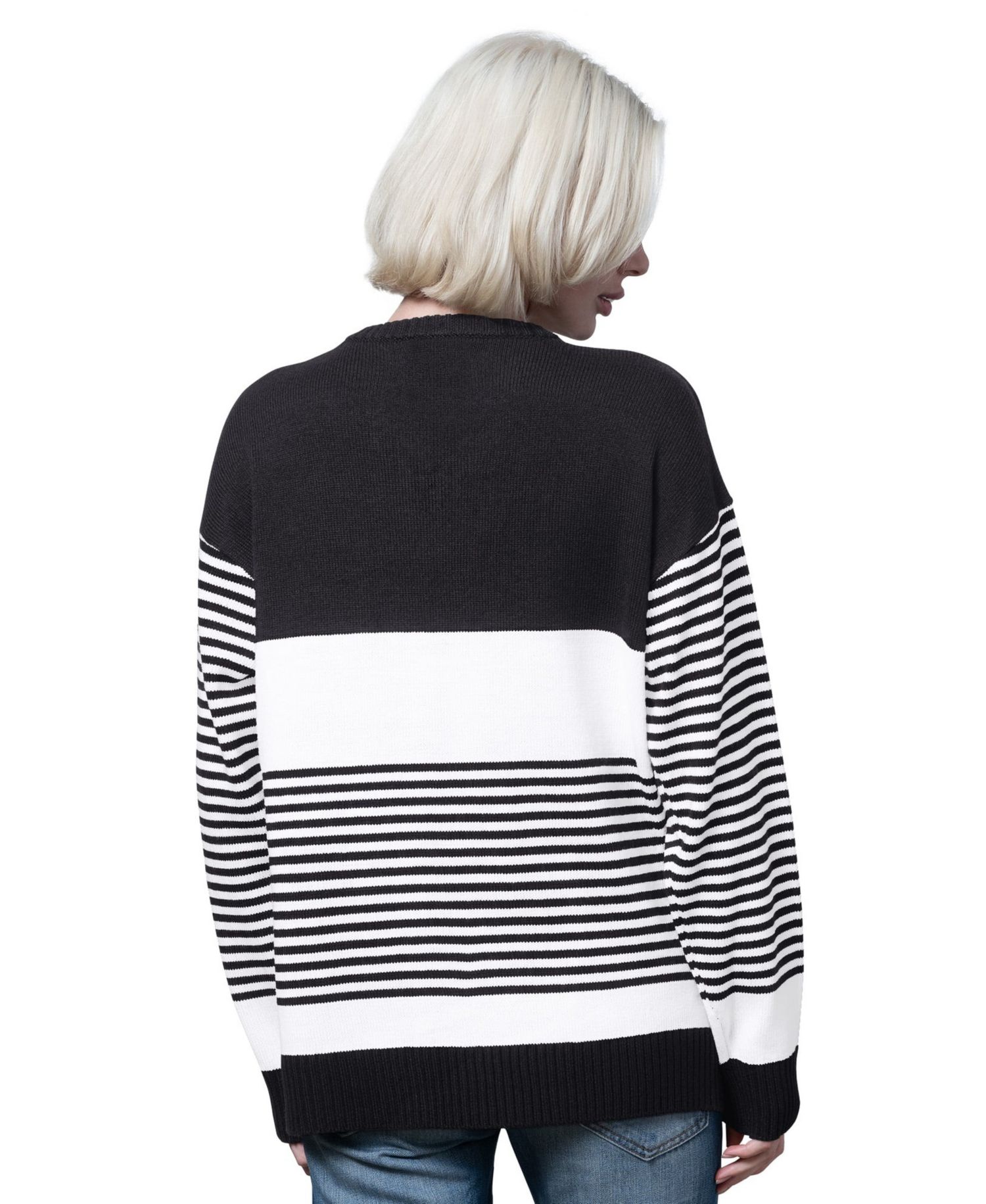 Women's Black Chicago Bears No Huddle Striped V-Neck Sweater