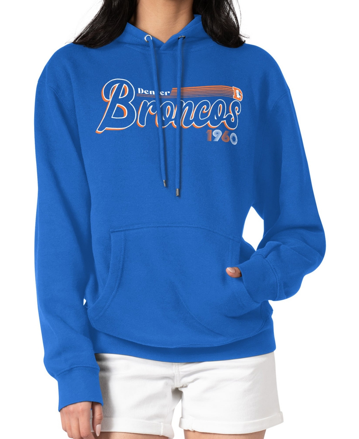 Women's Starter Royal Denver Broncos Groovy Script Pullover Hoodie - Royal