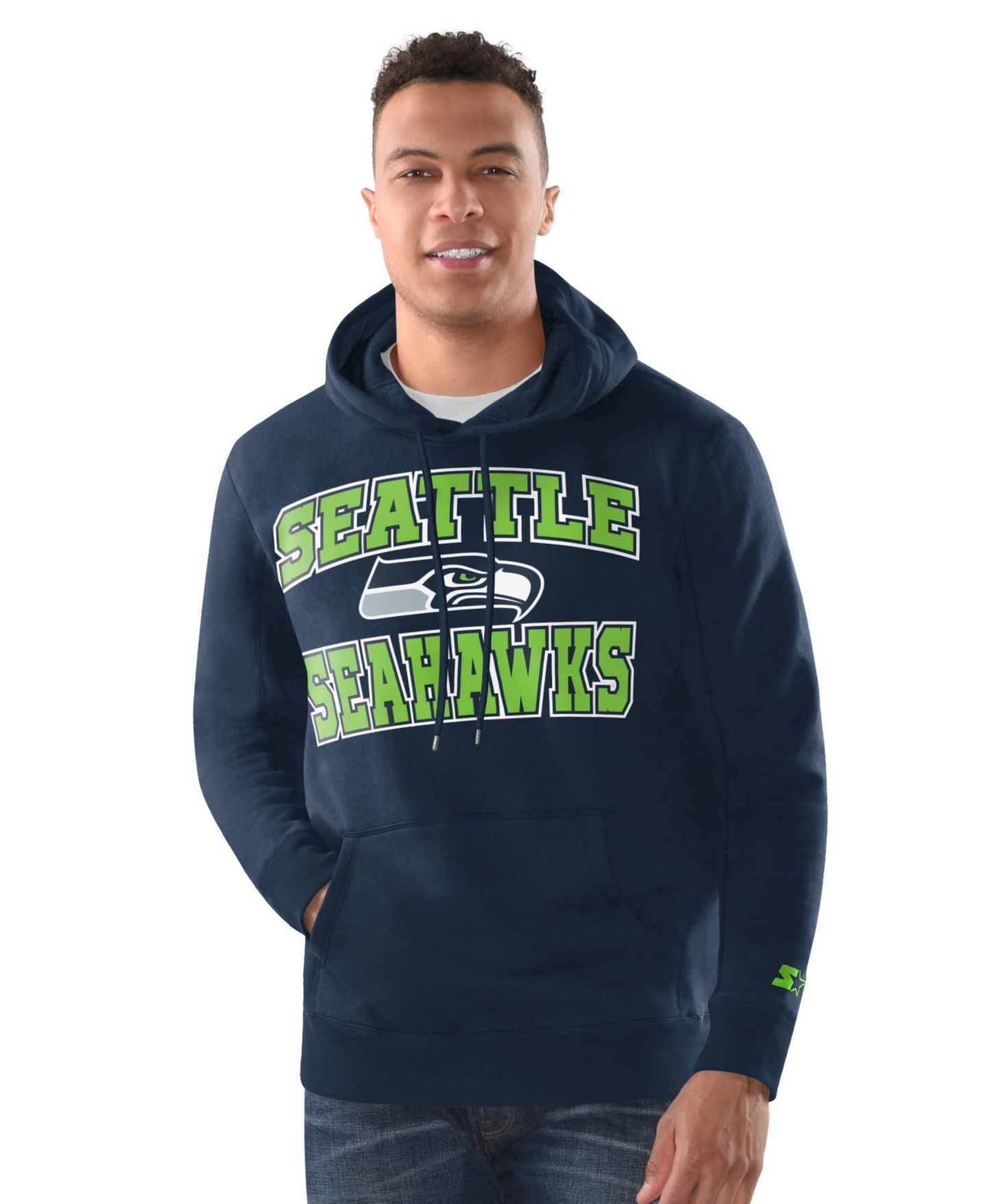Мужские худи Starter College Navy Seattle Seahawks and Cuffed Knit Hat Combo Pack — фото 2