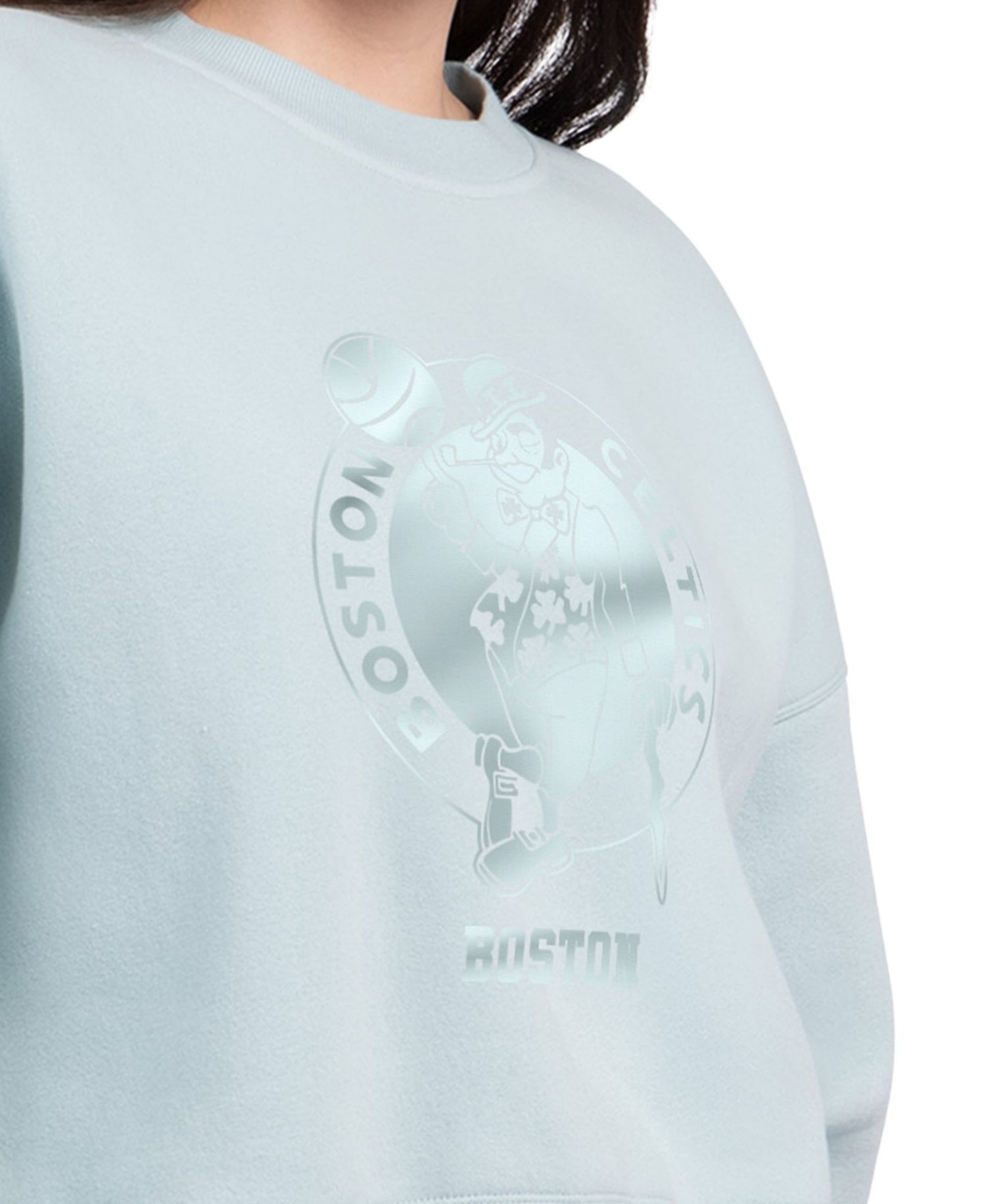 Women's Cream Boston Celtics Pastel Boxy Sweatshirt