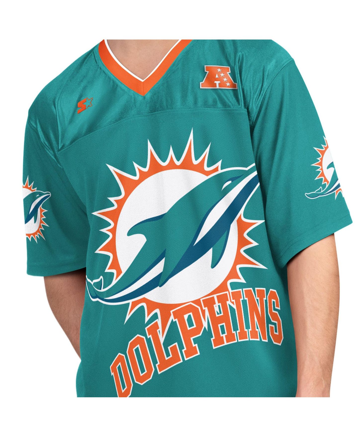 Мужские футболки Starter Aqua/White Miami Dolphins Short Sleeve & Long Sleeve T-Shirt Combo Pack — фото 9