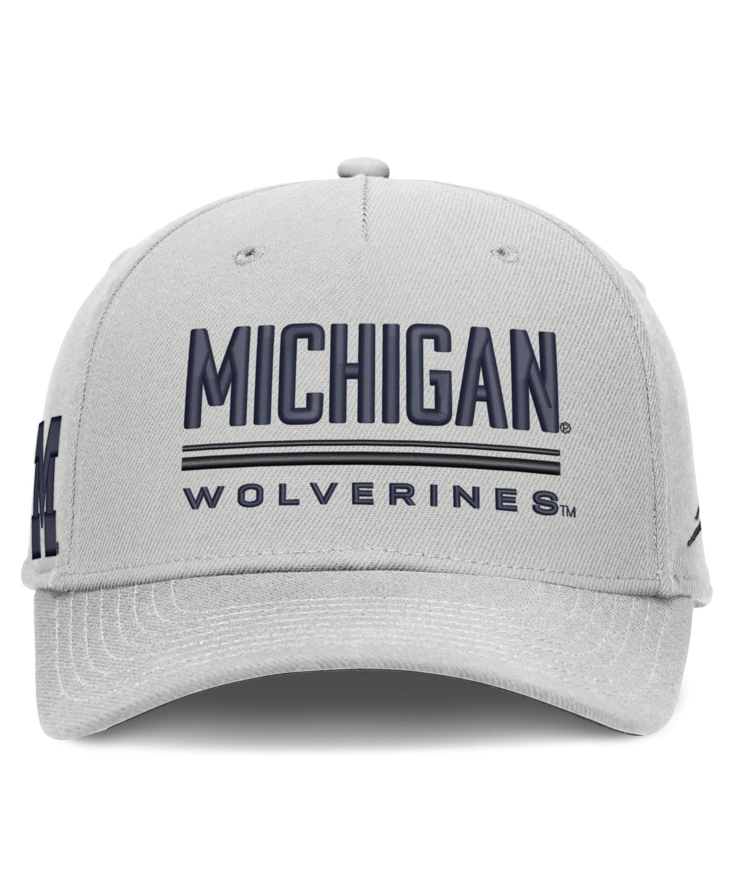 Мужская кепка Jordan Gray Michigan Wolverines 2026 Sideline Dri-FIT Rise Adjustable Hat — фото 3