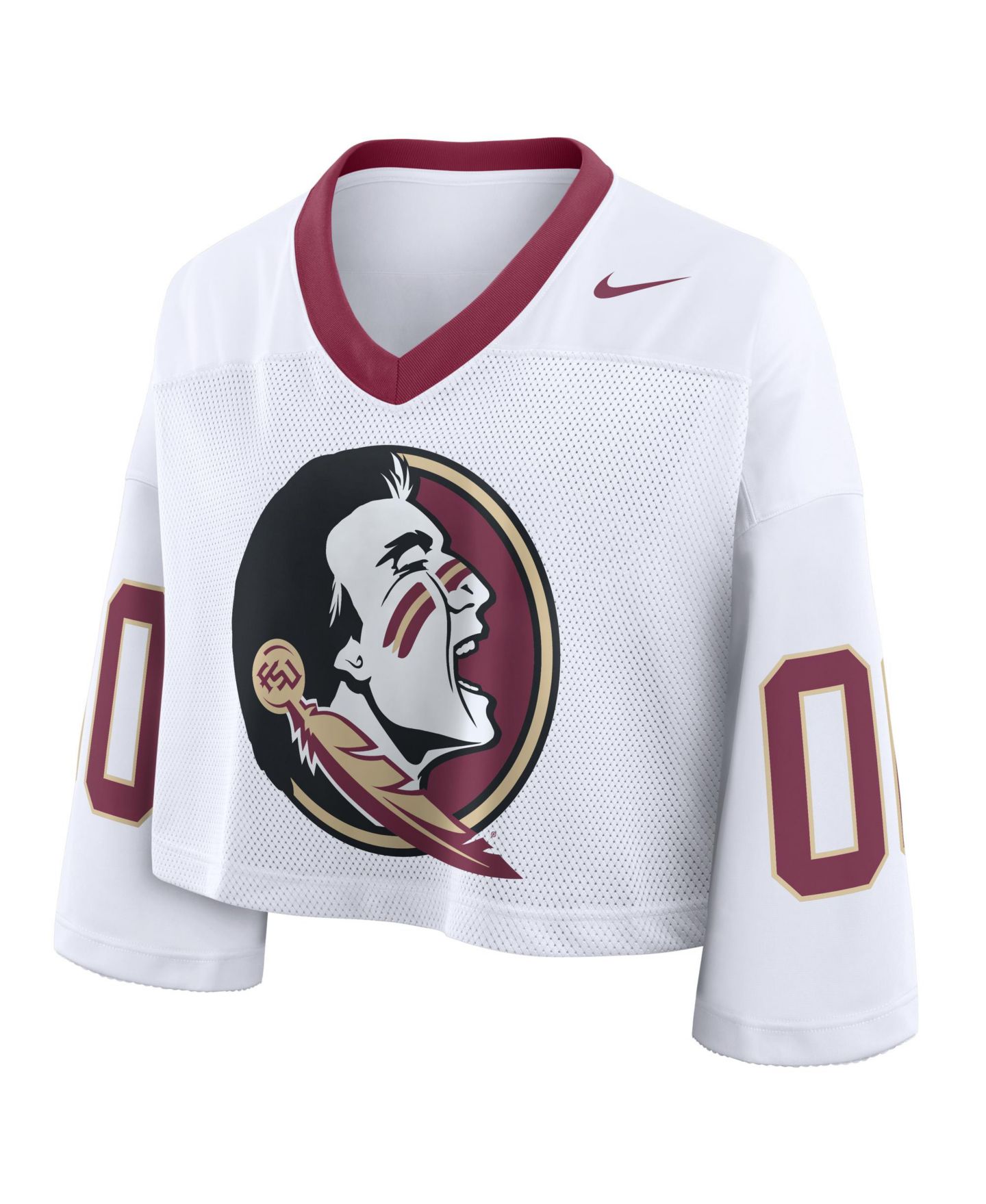 Женский топ Nike White Florida State Seminoles Oversized Logo Cropped Fashion Jersey — фото 2
