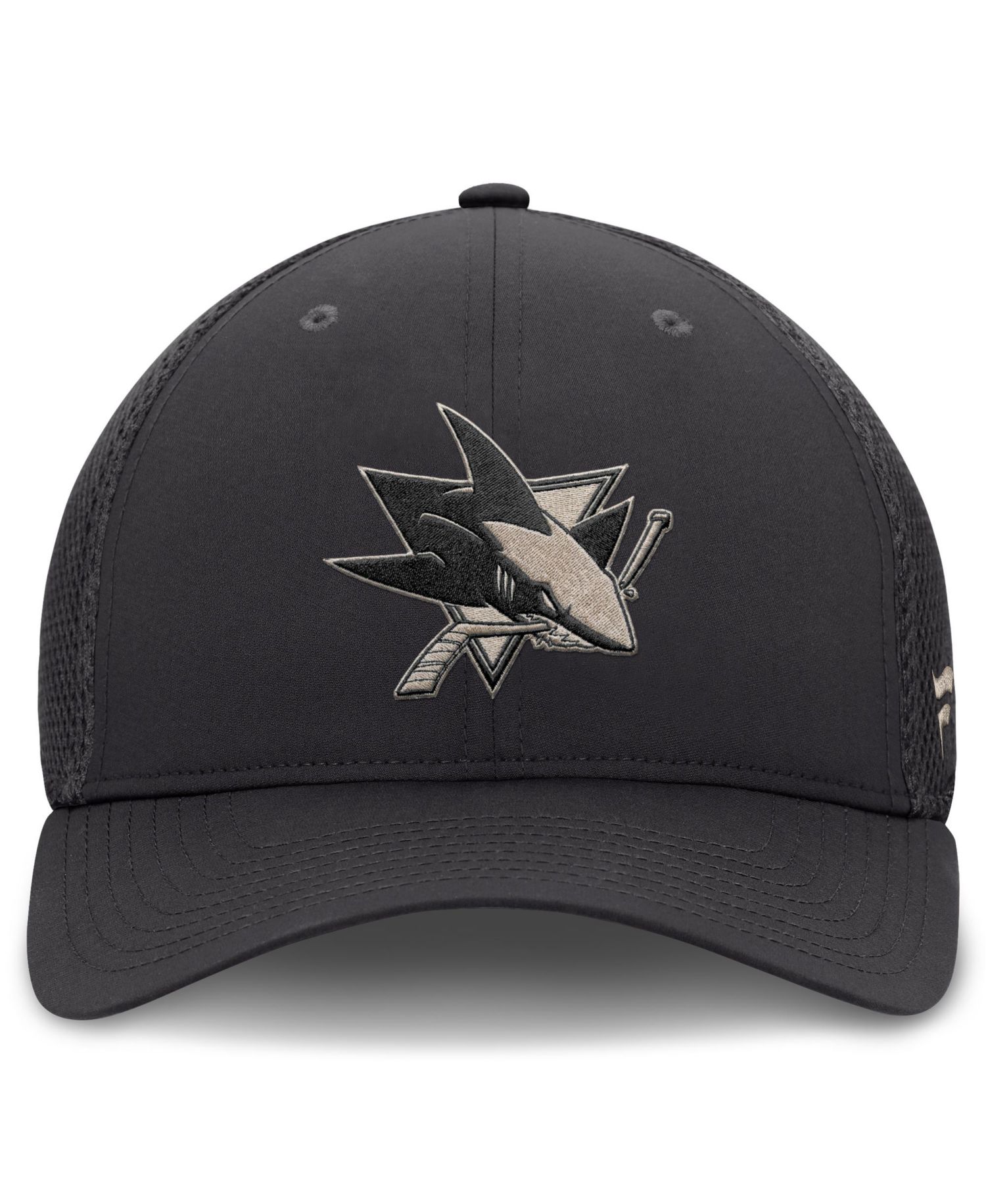 Men's Charcoal San Jose Sharks Road Meshback Stretch Hat