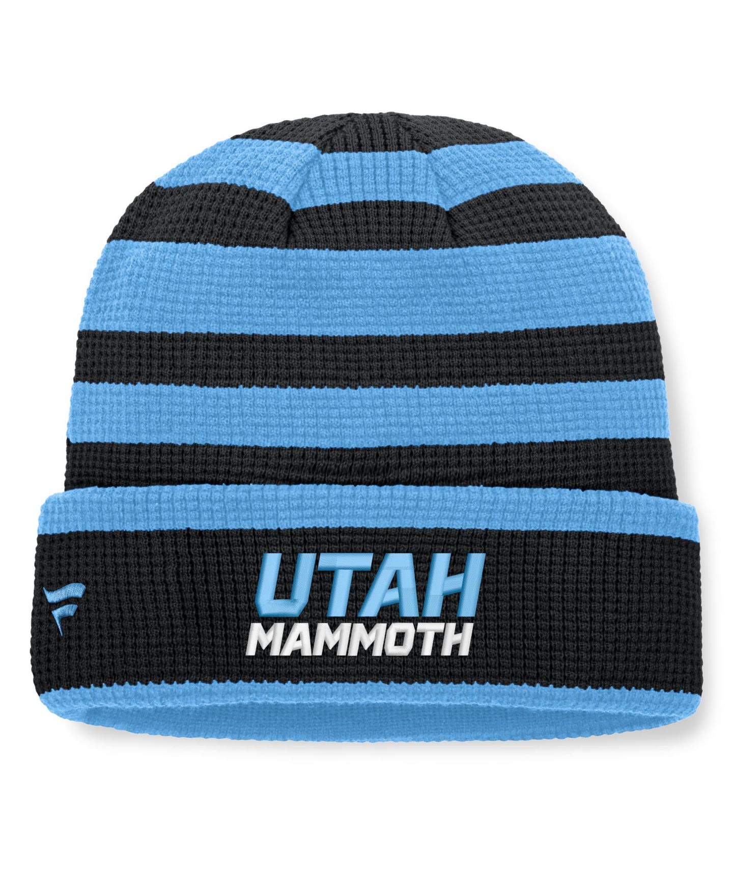 Мужская шапка Fanatics Black/Light Blue Utah Mammoth Fundamental Steady Cuffed Knit Hat — фото 2