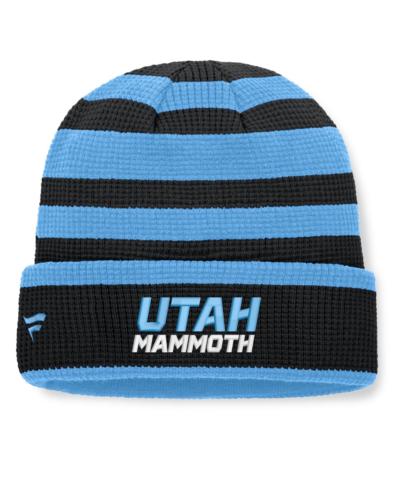 Men's Black/Light Blue Utah Mammoth Fundamental Steady Cuffed Knit Hat