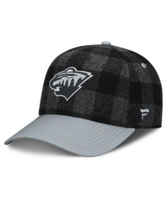 Men's Black/Gray Minnesota Wild Huntsman Plaid A-Frame Adjustable Hat