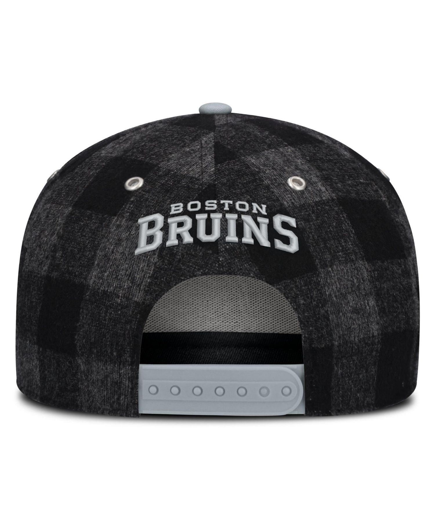 Men's Black/Gray Boston Bruins Huntsman Plaid A-Frame Adjustable Hat