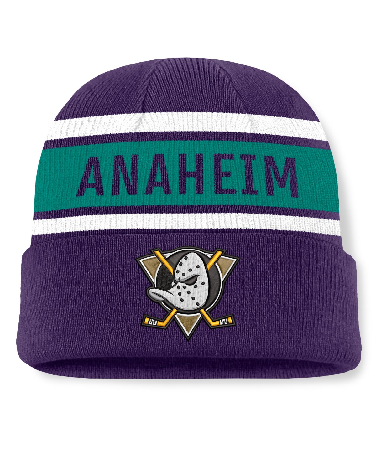 Men's Fanatics Purple/Teal Anaheim Ducks Heritage Cuffed Knit Hat