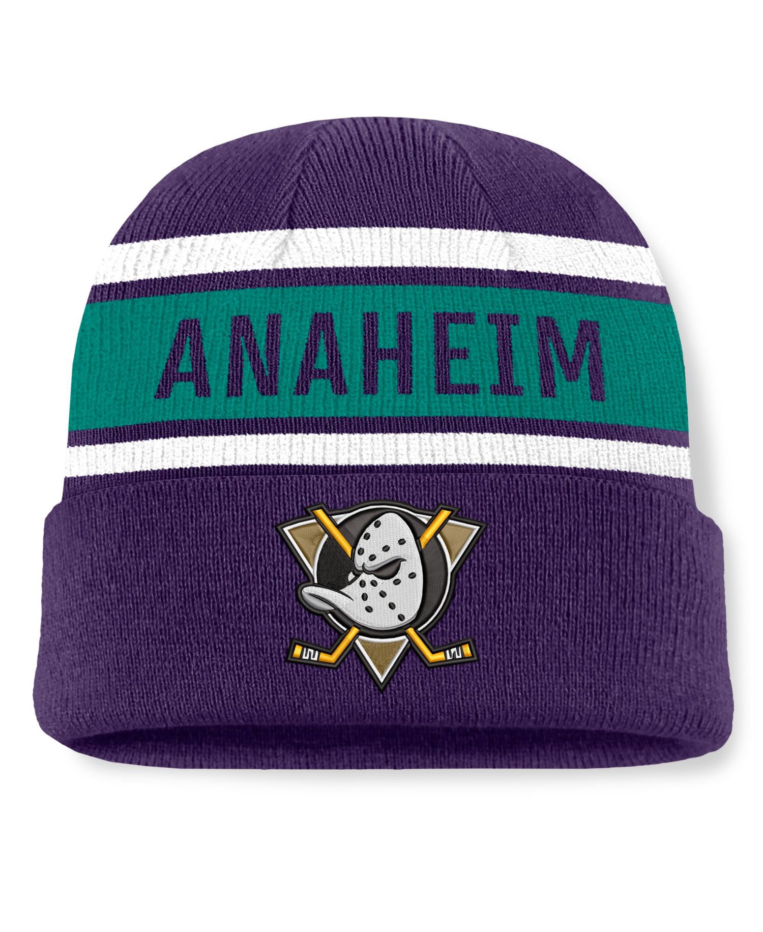 Men's Purple/Teal Anaheim Ducks Heritage Cuffed Knit Hat