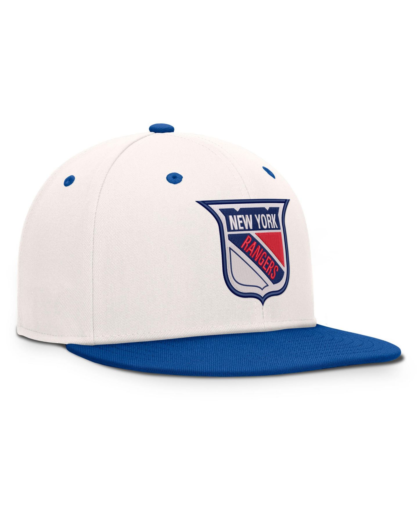 Мужская кепка Fanatics Cream/Royal New York Rangers Heritage Ballpark Snapback Hat — фото 3