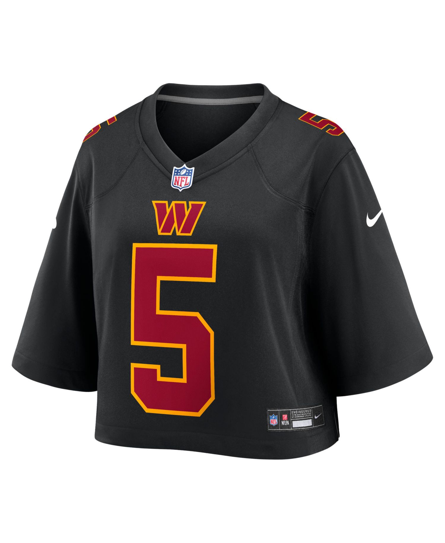 Women's Jayden Daniels Black Washington Commanders Cropped Fashion Game Jersey
