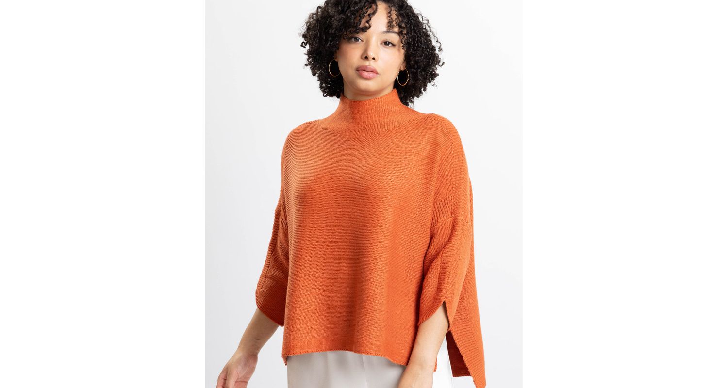 Women's Lori Turtleneck High-Low 3/4-Sleeve Sweater