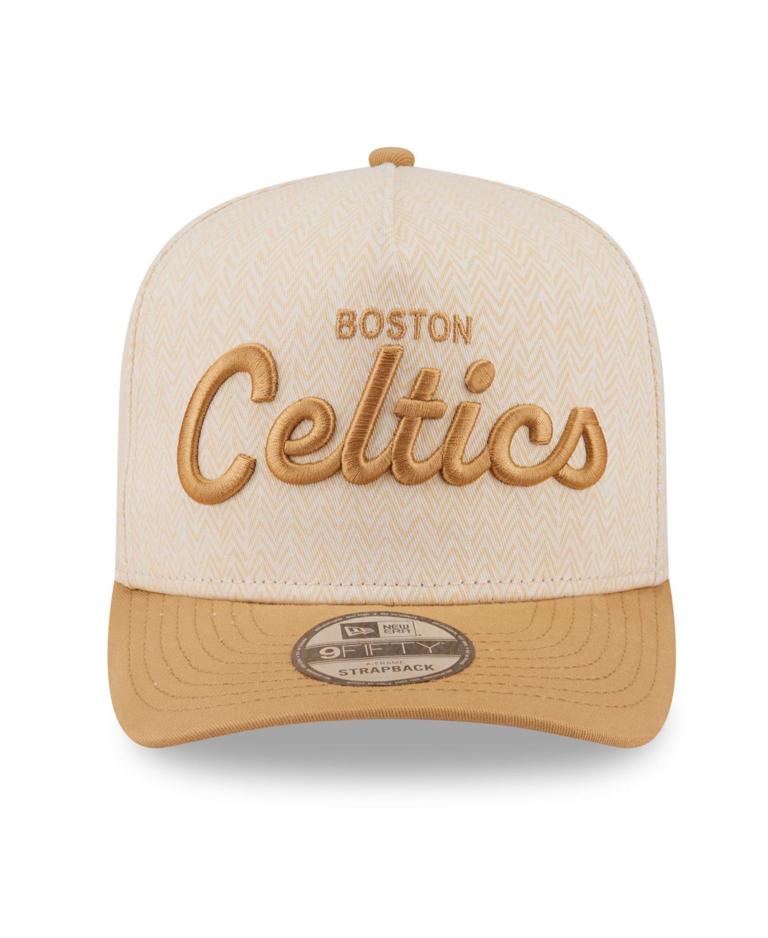 Men's Cream Boston Celtics Herringbone 9FIFTY A-Frame Snapback Hat