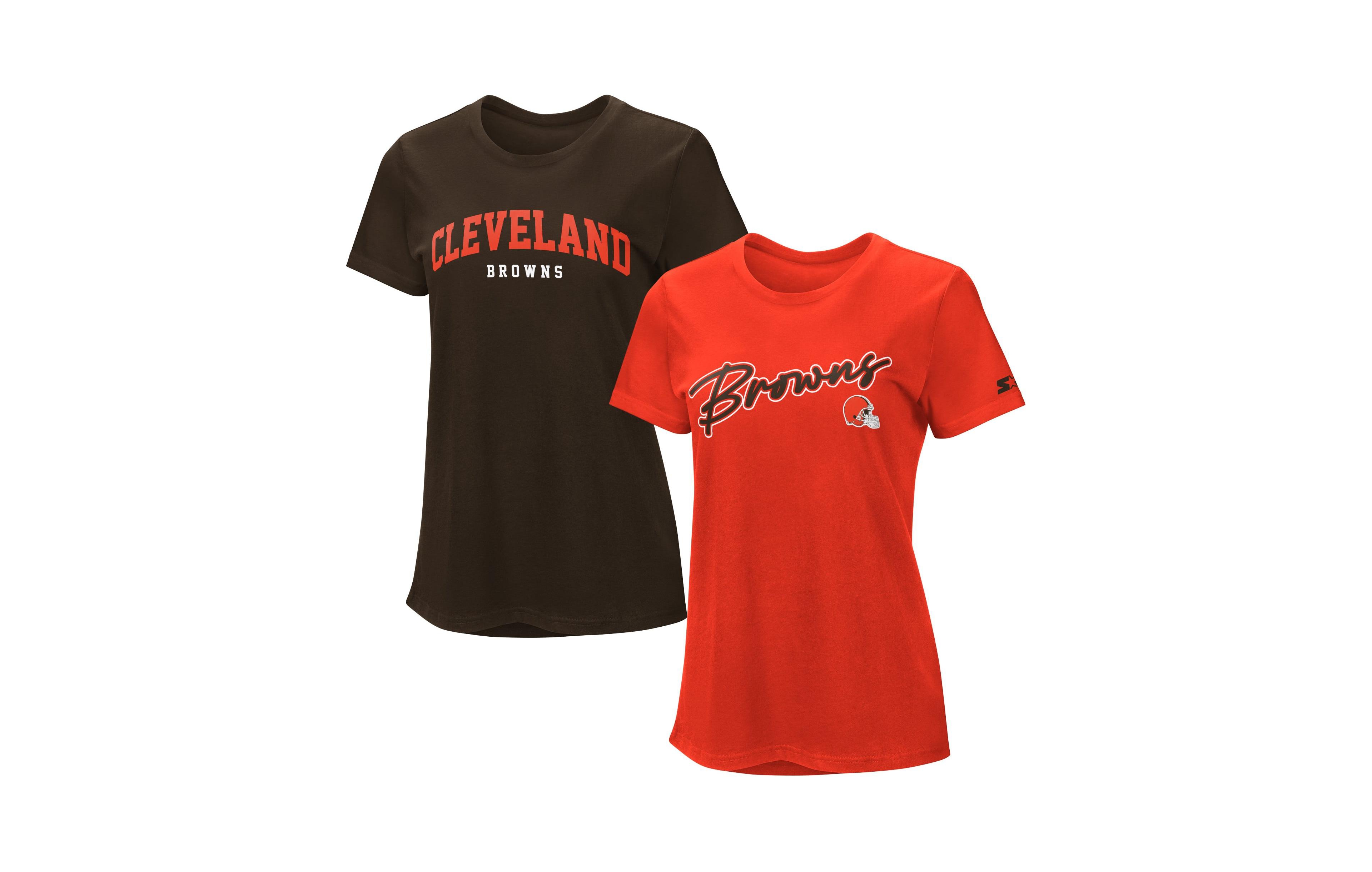 Starter Women's Cleveland Browns Crewneck T-Shirts, 2-Piece Set
