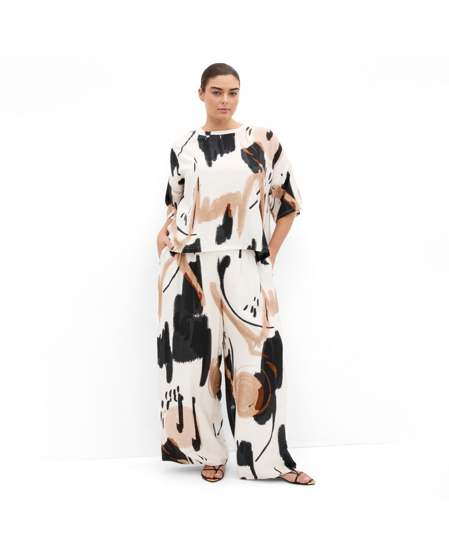 Женские брюки CITY CHIC Plus Size Alexi Wide-Leg High-Rise Pull-On, цвет: Exhibit — фото 3