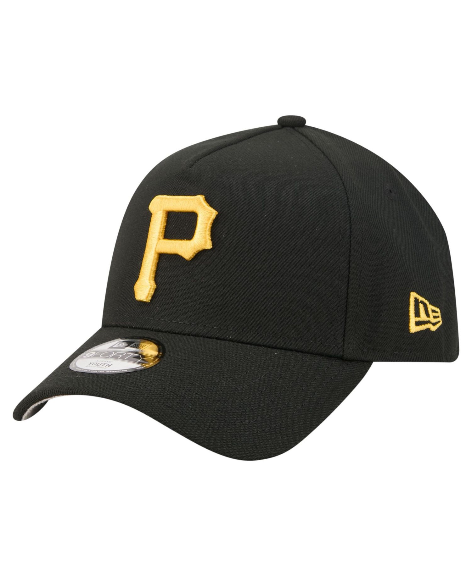 Big Boys and Girls Black Pittsburgh Pirates Cooperstown Logo 9FORTY A-Frame Adjustable Hat