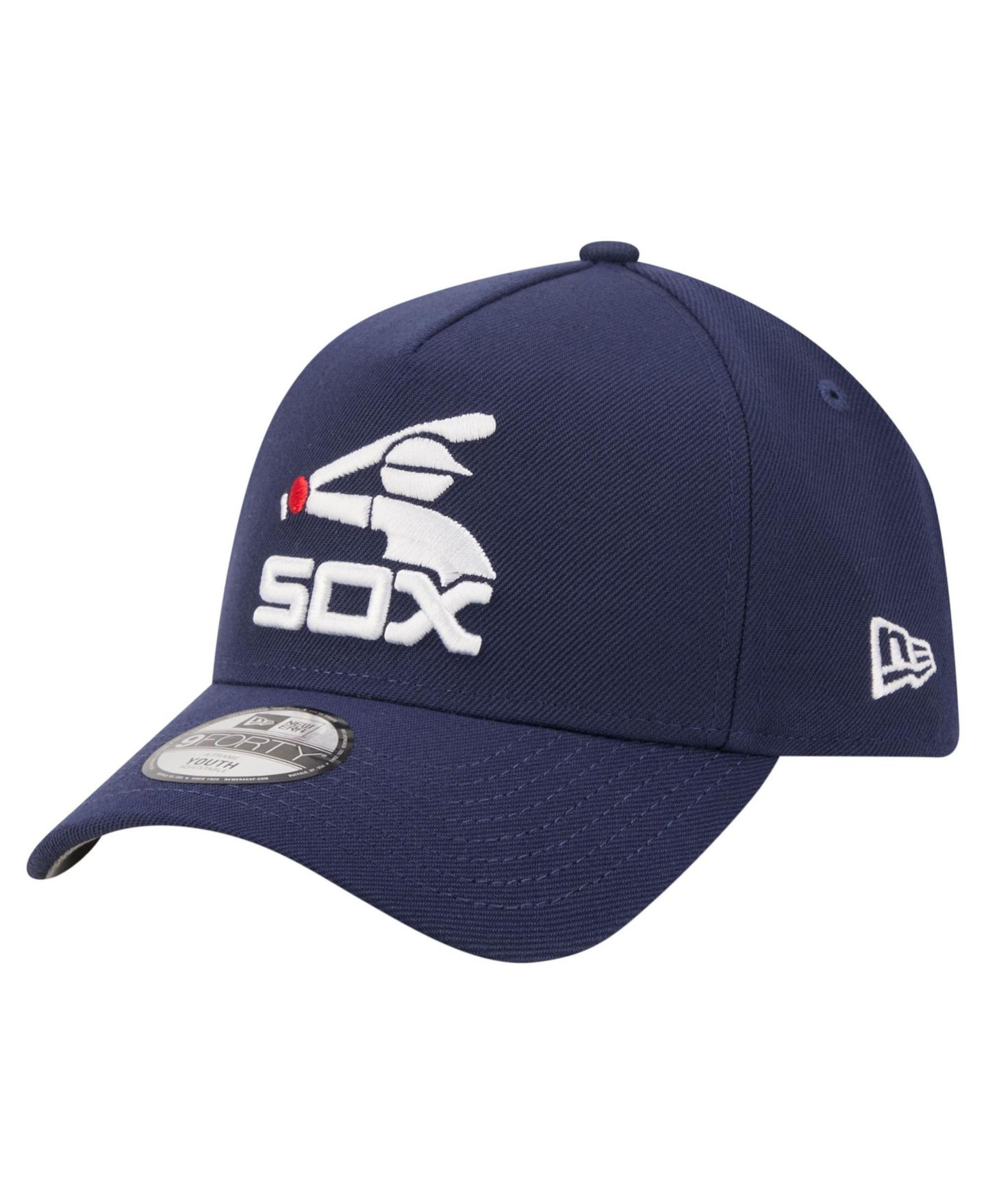 Детская кепка New Era Navy Chicago White Sox Cooperstown Logo 9FORTY A-Frame Adjustable Hat — фото 1