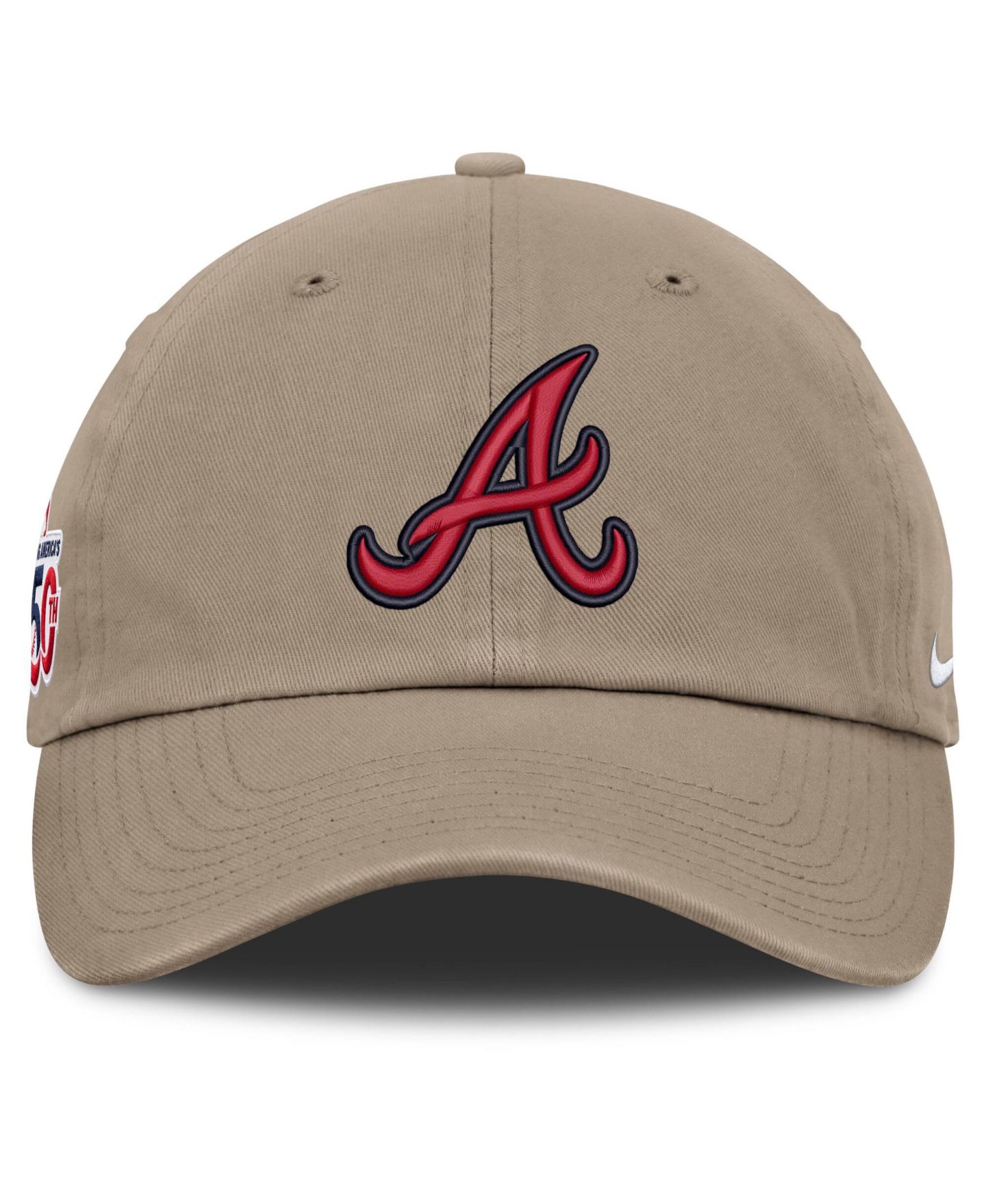 Мужская кепка Nike Khaki Atlanta Braves Celebrating America's 250th Club Adjustable Hat — фото 2