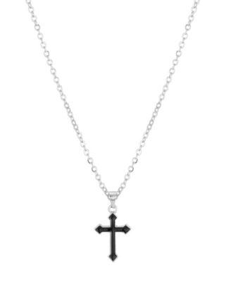 Men's Silver-Tone Cross Pendant Necklace