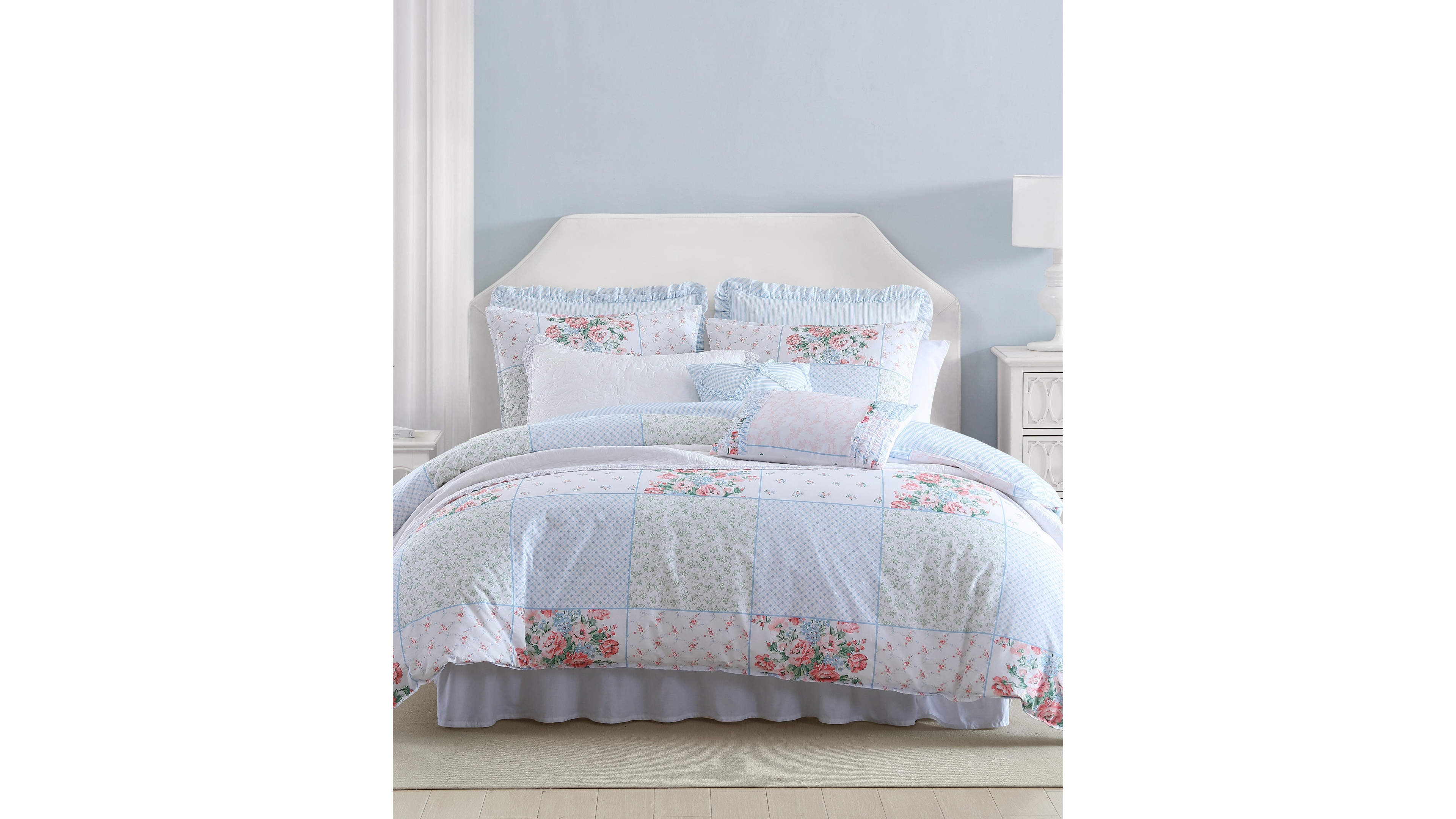 Laura Ashley Hope Patchwork Cotton 5-Piece Duvet Cover Set, Twin