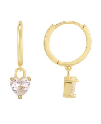 Cubic Zirconia Gold-Tone Heart Huggie Earrings