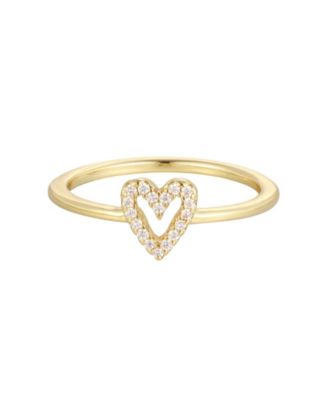 Cubic Zirconia Gold-Tone Heart Ring